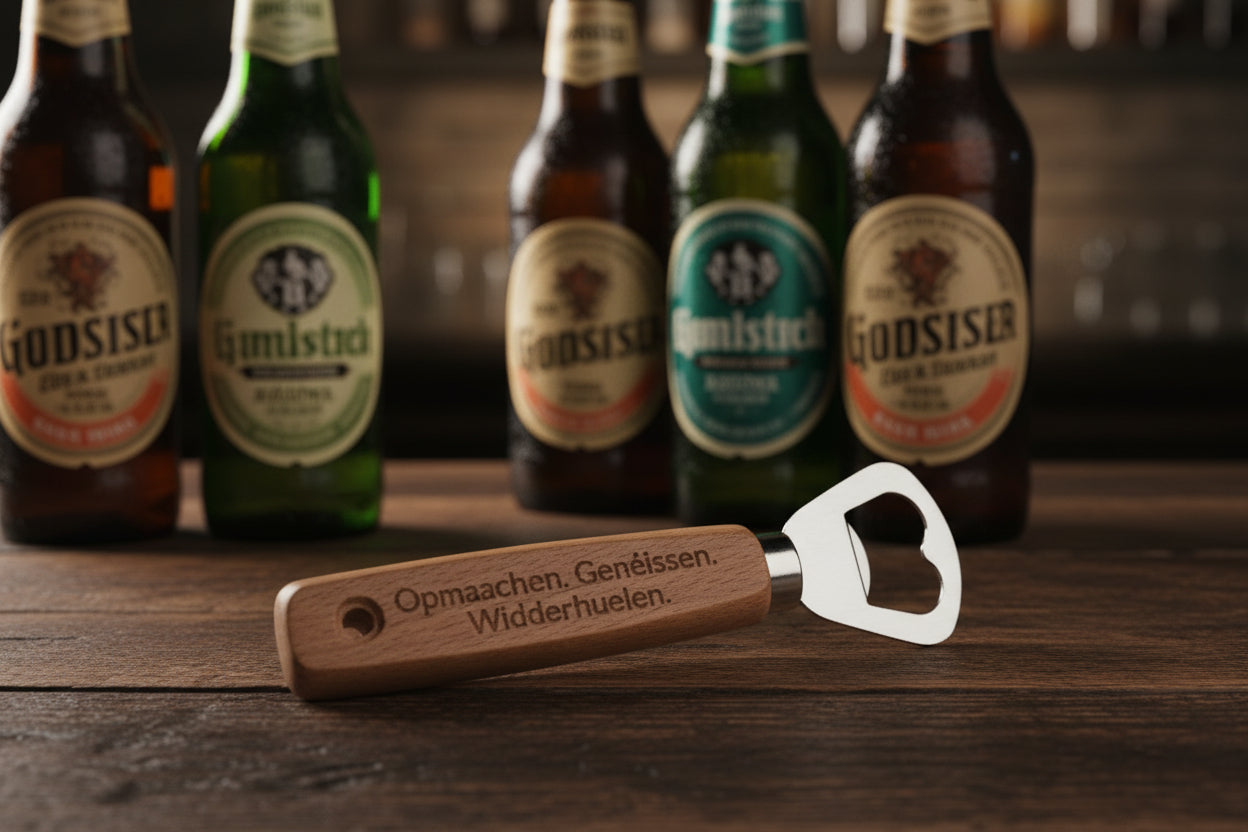 Flaschenöffner aus Holz – personalisiert ; rustikal