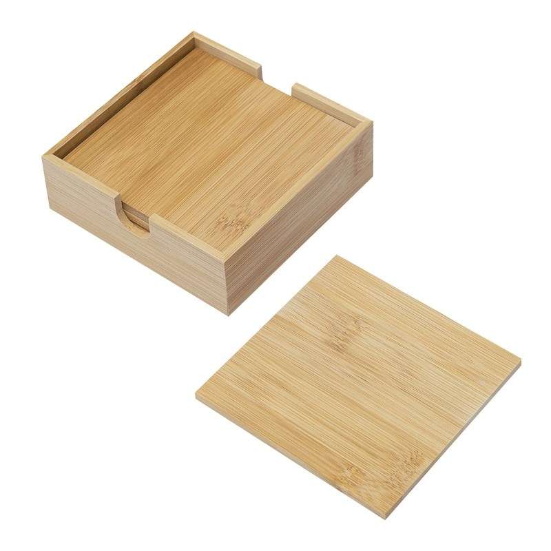 5-Piece Bamboo Coaster Set Customizable