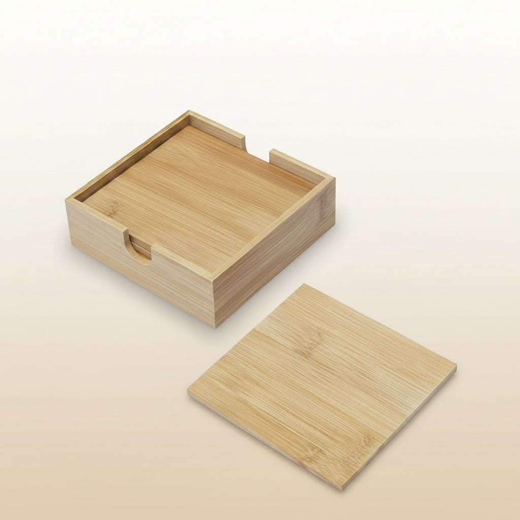🐶 5-piece bamboo coaster set dogs