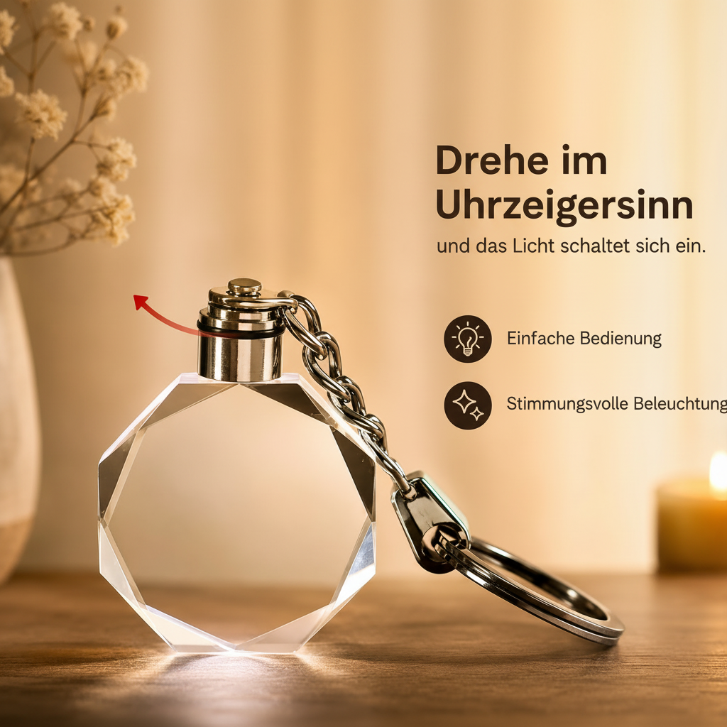Personalisierter LED Kristall-Schlüsselanhänger