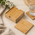 5-Piece Bamboo Coaster Set Customizable