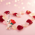 3D-gedruckter Schlüsselanhänger – Bär mit Rose