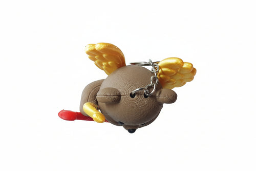 3D-gedruckter Schlüsselanhänger – süßer Bär mit Flügeln &amp; Herzpfeil