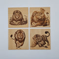 🦁 5-piece bamboo coaster set lions