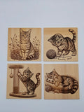 🐱 5-piece bamboo coaster set cats